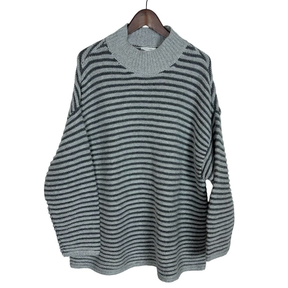 Talbots Haven Well Within Gray Knit Striped Sweater Mock Neck Women's XL